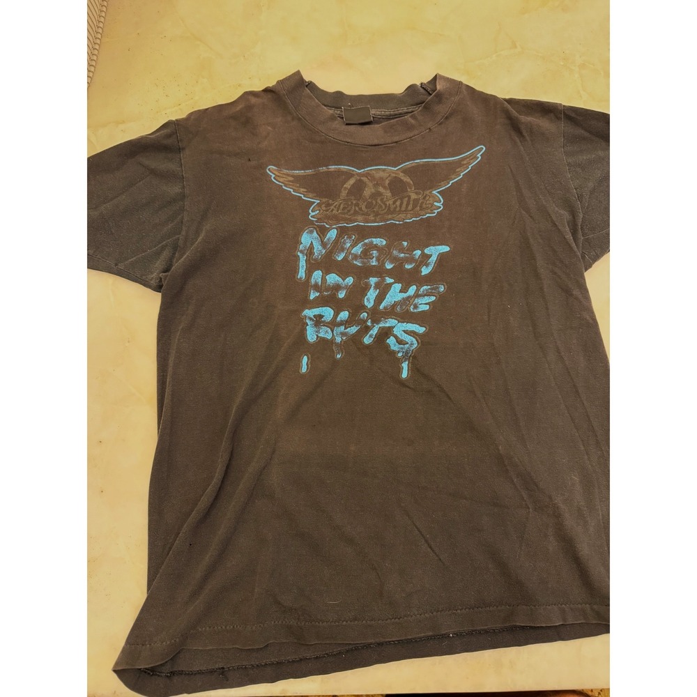 Vintage Aerosmith Night in the Ruts T-Shirt Faded Black Band Tee